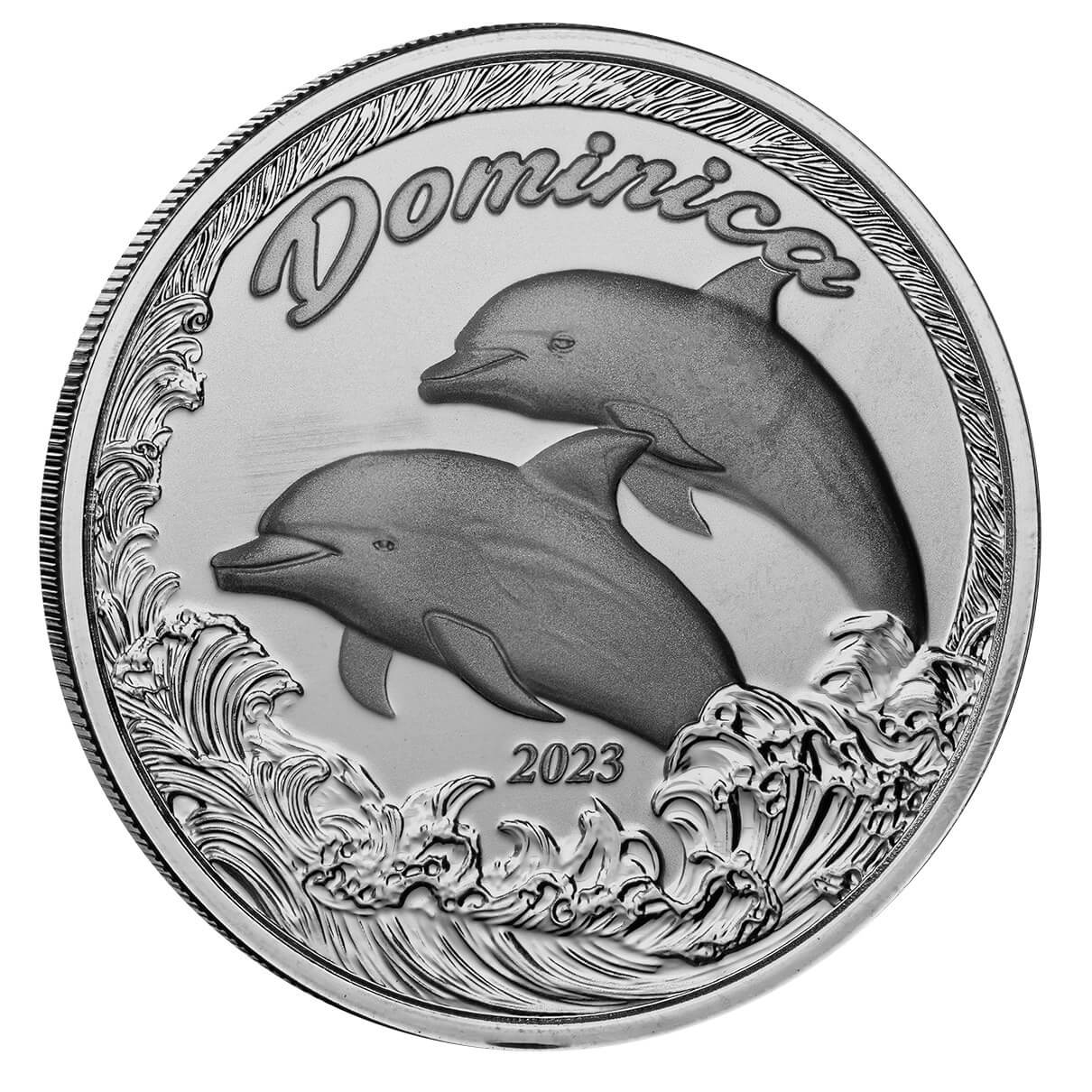 2023年 (新品) ドミニカ国「イルカ」純銀 1オンス 銀貨 – Gold