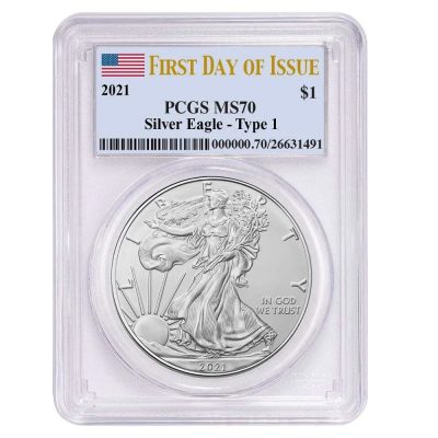 2021 (New) American Eagle Walking Liberty Silver 1 oz Coin PCGS MS70 (First Day of Issue)【Type 1】