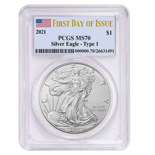 2021年 (新品) アメリカ「イーグル・ウオーキング リバティ」純銀 1オンス 銀貨【1型】PCGS MS70 (発行初日)