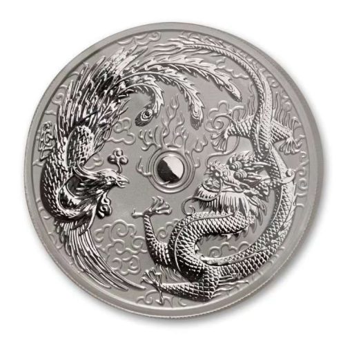 2017年 (新品) オーストラリア「ドラゴンとフェニックス・龍と鳳凰」純銀 1オンス エラー 銀貨 NGC MS70 - 画像 (2)