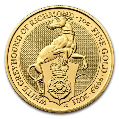 2021年 (新品) イギリス「クィーンズ ビ ースト・リッチモンドの白いグレイハウンド」純金 1オンス 金貨
