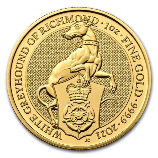 2021 (New) Great Britain Queens Beast The White Greyhound of Richmond Gold 1 oz Coin