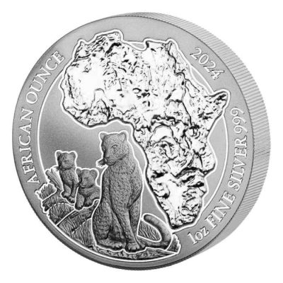 2024年 (新品) ルワンダ「アフリカン・レオパード」純銀 1オンス 銀貨