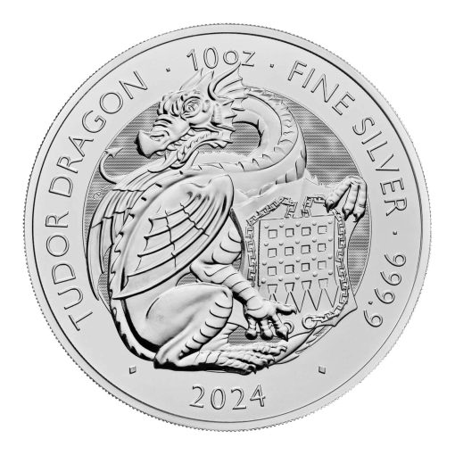 2024年 (新品) イギリス「ロイヤルチューダービースト・ウェールズのドラゴン」純銀 10オンス 銀貨