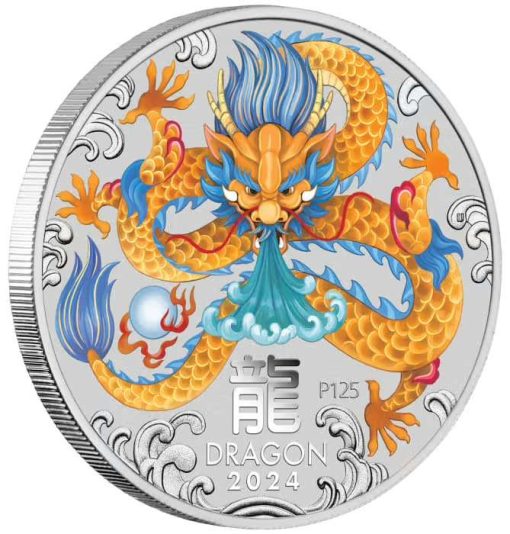 2024 (New) Australian Year of the Dragon Lunar Silver 1 Kilogram Color Coin - Image 3