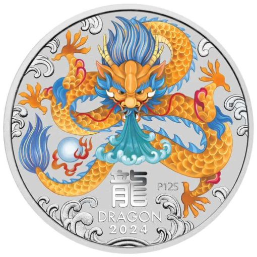 2024 (New) Australian Year of the Dragon Lunar Silver 1 Kilogram Color Coin