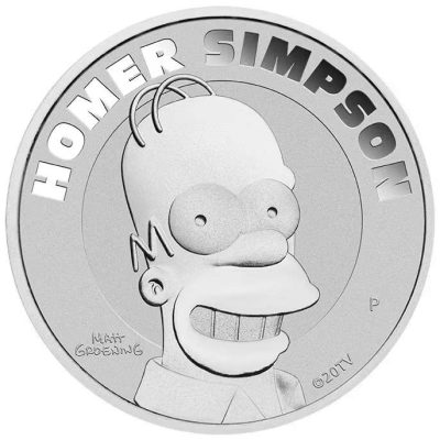 2022 (New) Tuvalu The Simpsons Homer Simpson Silver 1 oz Coin