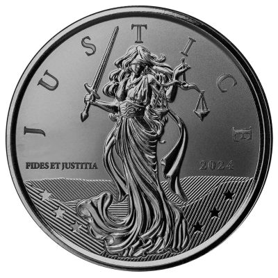 2024年 (新品) ジブラルタル「正義の女神」純銀 1オンス 銀貨