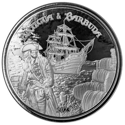 2023年 (新品) アンティグア & バーブーダ「 パイレーツ・海賊船・ラム酒 」純銀 1オンス 銀貨