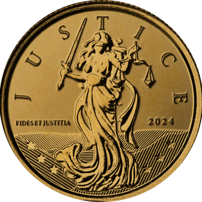 2024 (New) Gibraltar Lady Justice Gold 1/10 oz Coin