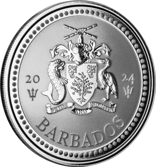 2024 (New) Barbados Trident Silver 1 oz Coin - Image 3