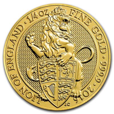 2016年 (新品) イギリス「クィーンズ ビースト・ライオン」純金 1/4オンス 金貨