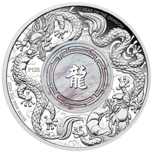 2024 (New) Australia Double Dragon With Mother Of Pearl Silver 2 oz Proof Coin - Image 2