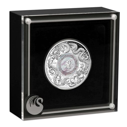 2024 (New) Australia Double Dragon With Mother Of Pearl Silver 2 oz Proof Coin