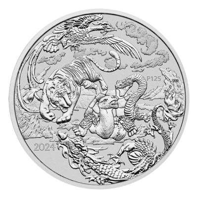 2024年 (新品) オーストラリア「四神」純銀 1オンス 銀貨