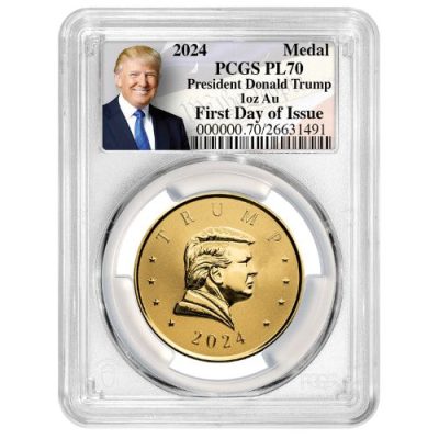 【3日以内に発送】2024年 (新品) アメリカ「ドナルド・J・トランプ 大統領勲章」純金 1オンス メダル PCGS PL70 (トランプラベル)