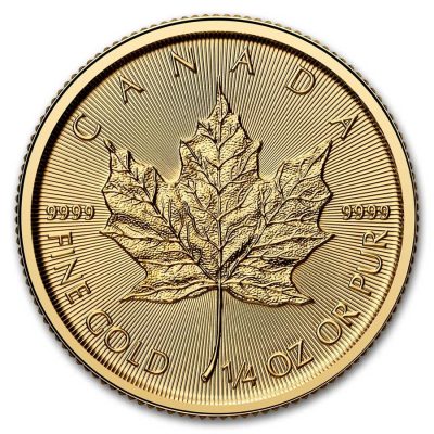 2025年 (新品) カナダ「メイプルリーフ」純金 1/4オンス 金貨