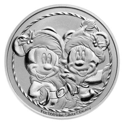 2024 (New) Niue Disney Mickey & Minnie Christmas Silver 1 oz Coin