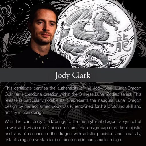 2024 (New) Ascension Island Jody Clark Lunar Year of the Dragon Silver 1 oz Proof Coin - Image 6