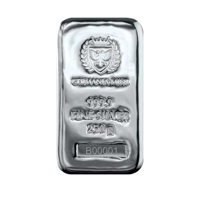 (New) Germania Silver 250g Cast Bar
