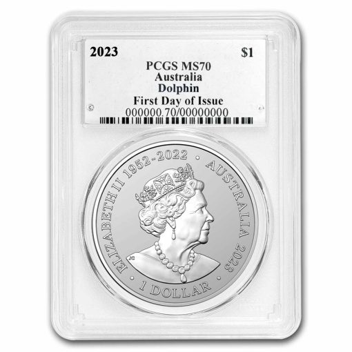 2023 (New) Australian Rough-Toothed Dolphin Silver 1 oz Coin PCGS MS70 (First Day of Issue) - Image 2