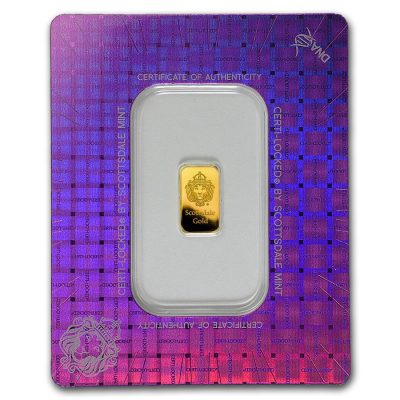 (新品) アメリカ スコッツデール社 純金 1グラム バー 保証番号付（旧デザイン）
