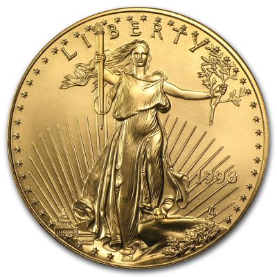 1998年 (新品) アメリカ「イーグル・ウオーキング リバティ」純金 1オンス 金貨