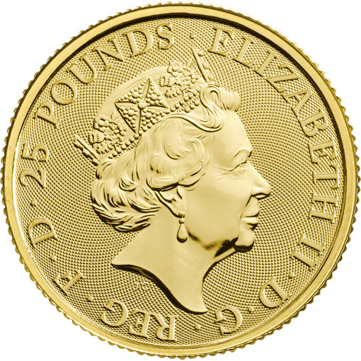 2018 (New) Great Britain Queens Beast The Black Bull of Clarence Gold 1/4 oz Coin - Image 2