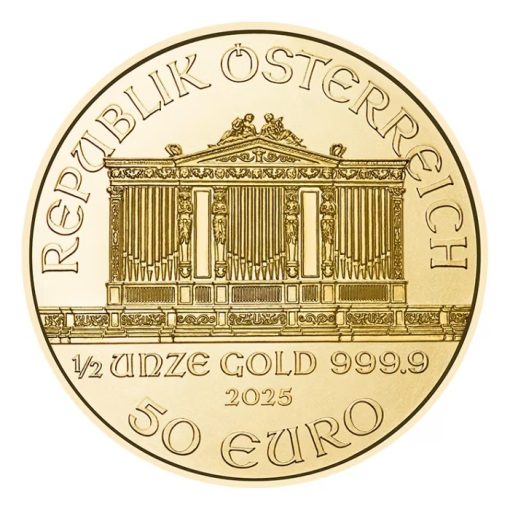 2025年 (新品) オーストリア「ウィーン フィルハーモニー」純金 1/2 オンス 金貨 - 画像 (2)