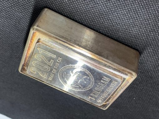 (新品) ヘレウス社「干支 十二支・丑年 牛年」純銀 1キロ バー #8925 - 画像 (5)