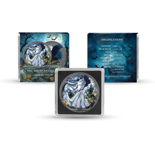 2024 (New) American Eagle Walking Liberty Halloween Ghost Night Silver 1 oz Color Coin - Image 5