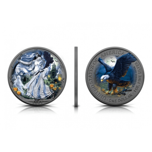 2024 (New) American Eagle Walking Liberty Halloween Ghost Night Silver 1 oz Color Coin - Image 3