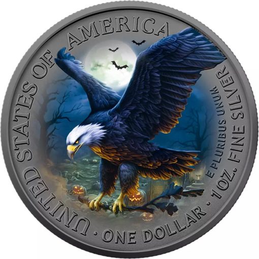 2024 (New) American Eagle Walking Liberty Halloween Ghost Night Silver 1 oz Color Coin - Image 2