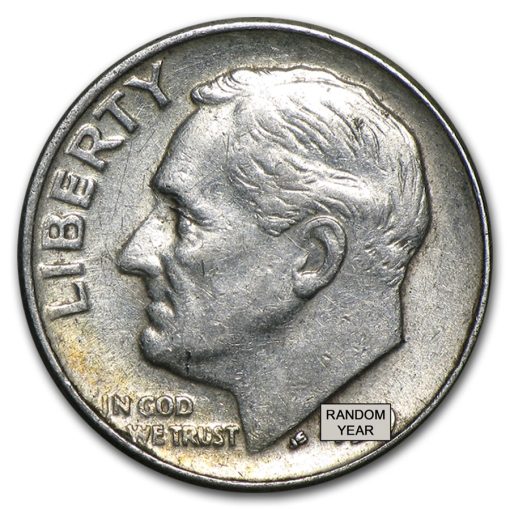 1946-1964 Roosevelt Dime 90% Silver Average Circulated Coin【10 Coins】
