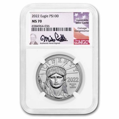 2022 (New) American Eagle Platinum 1 oz Coin NGC MS70 (Mike Castle)