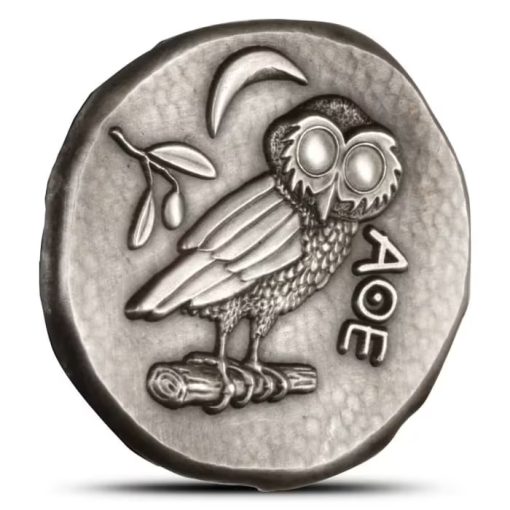 (New) USA Athena Owl Replica Silver 1 oz Antique Round