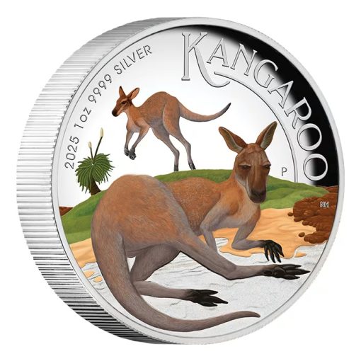 2025 (New) Australian Kangaroo Perth Mint Silver 1 oz High Relief Color Proof Coin - Image 4