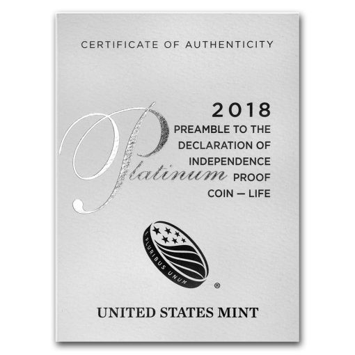 2018年 (新品) アメリカ「イーグル」純プラチナ 1オンス プルーフ プラチナ貨 - 画像 (4)