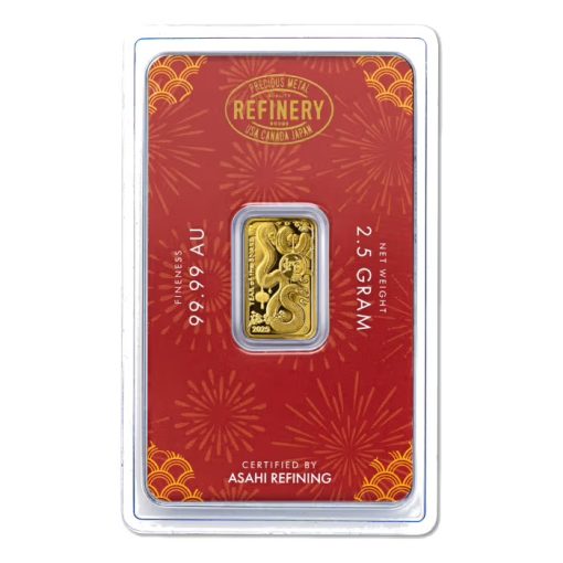 2025年 (新品) アメリカ「アサヒ 干支 十 二支・巳年 蛇年」純金 2.5グラム バー