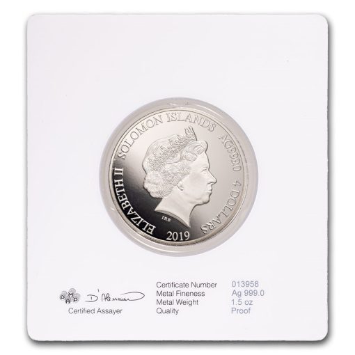2019 (New) Solomon Islands Lady Liberty Silver 1.5 oz Proof Coin - Image 2