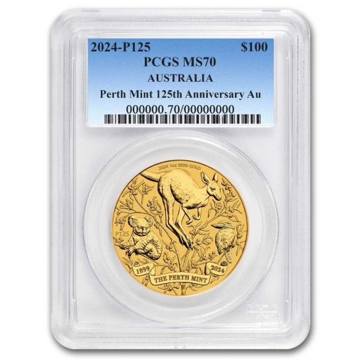 2024年 (新品) オーストラリア「パースミント・125周年」純金 1オンス 金貨 PCGS MS70