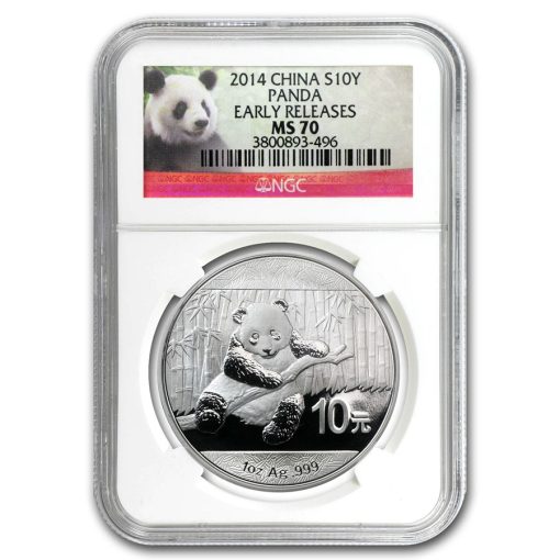2014年 (新品) 中国「パンダ」純銀 1オンス 銀貨 MS70 (ランダムラベル) - 画像 (3)