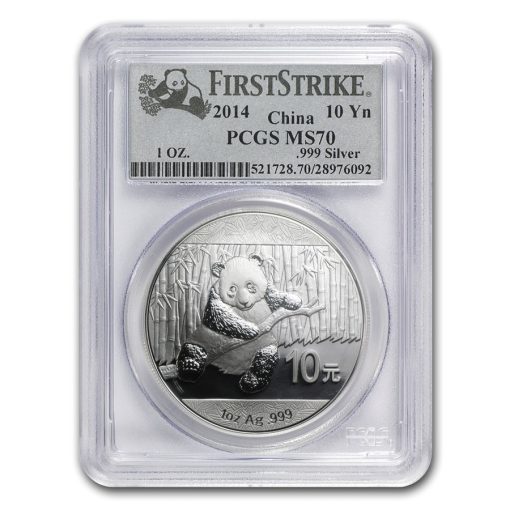 2014年 (新品) 中国「パンダ」純銀 1オンス 銀貨 MS70 (ランダムラベル) - 画像 (2)