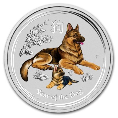 2018年 (新品) オーストラリア「干支 十二支・戌年 犬年」純銀 1/2オンス カラー 銀貨