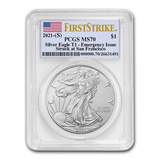 2021 (New) American Eagle Walking Liberty Silver 1 oz Coin PCGS MS70 Emergency Issue Struck at San Francisco (FirstStrike)