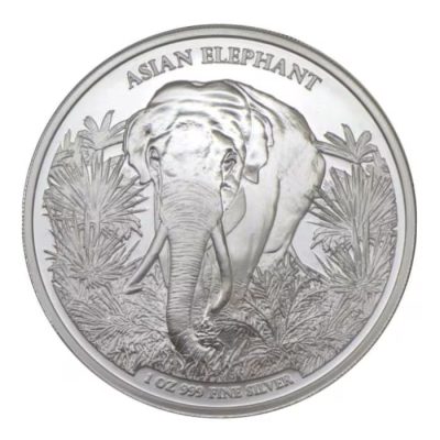 2023年 (新品) カンボジア「アジア ビッグファイブ・アジアゾウ」純銀 1オンス 銀貨