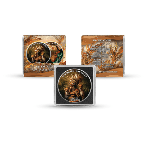 2022年 (新品) フィジー「地球の大陸 ・アフリカ」純銀 1オンス カラー 銀貨 - 画像 (5)