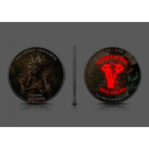 2022年 (新品) フィジー「地球の大陸 ・アフリカ」純銀 1オンス カラー 銀貨 - 画像 (4)