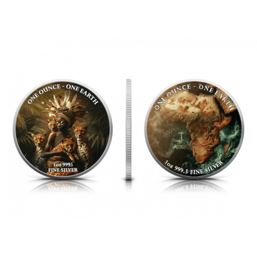 2022年 (新品) フィジー「地球の大陸 ・アフリカ」純銀 1オンス カラー 銀貨 - 画像 (3)