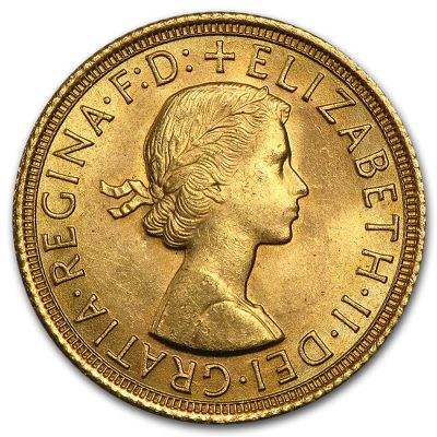 1957年〜1968年 イギリス「ソブリン・エリザベス」91.67％ 金 流通品 金貨